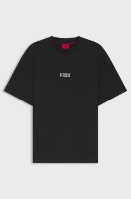 T-shirt in jersey di cotone con logo, Nero