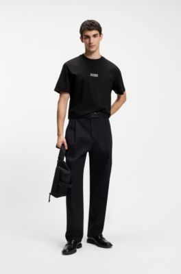 T-shirt in jersey di cotone con logo, Nero