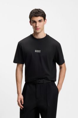 T-Shirt aus Baumwoll-Jersey mit Logo, Schwarz
