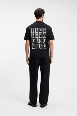 T-shirt in jersey di cotone con logo, Nero