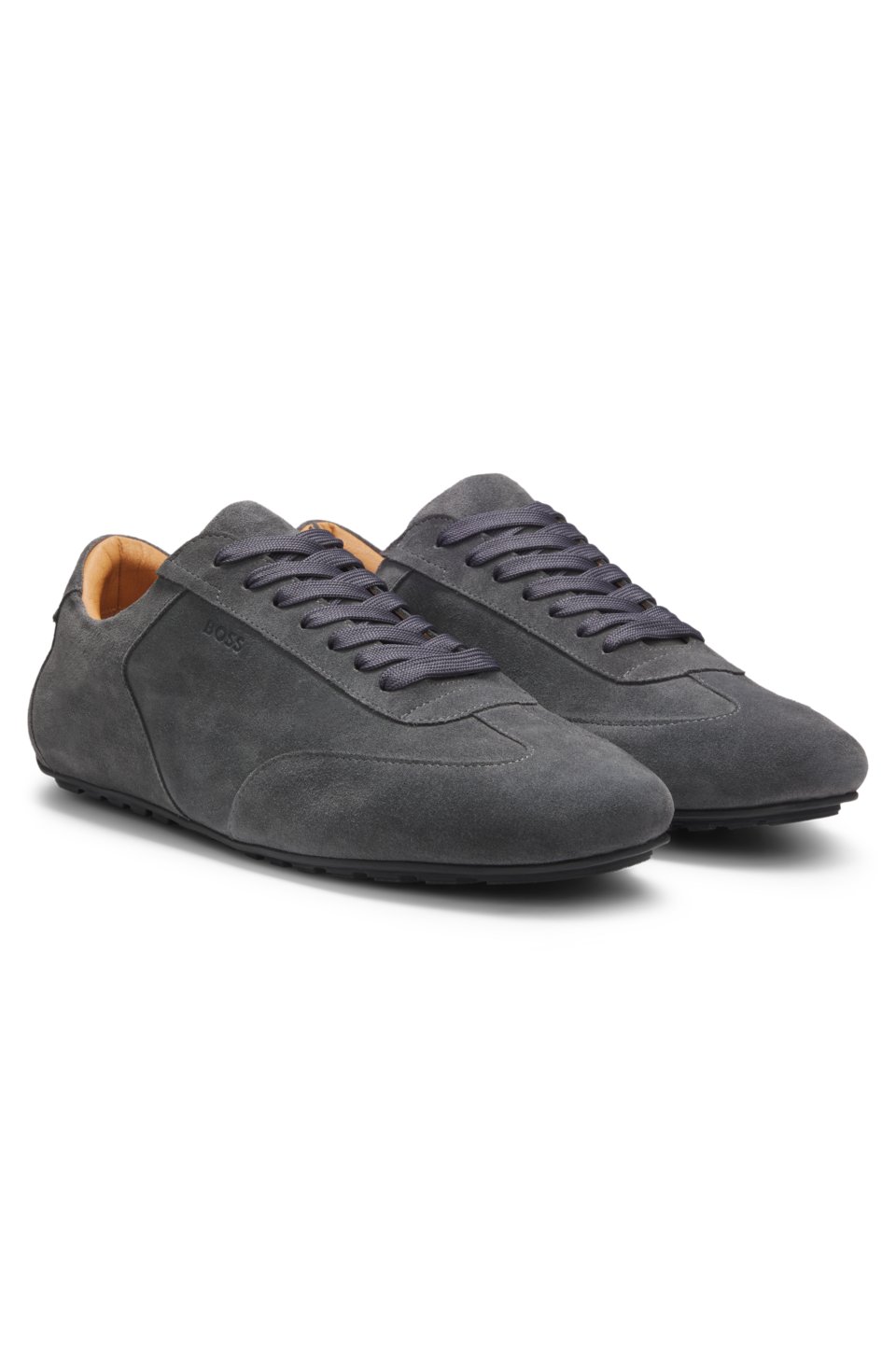 Suede trainers with embossed logo