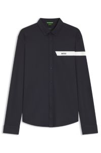 Regular-fit shirt in cotton jersey, Dark Blue