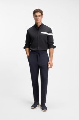 Regular-fit shirt in cotton jersey, Dark Blue