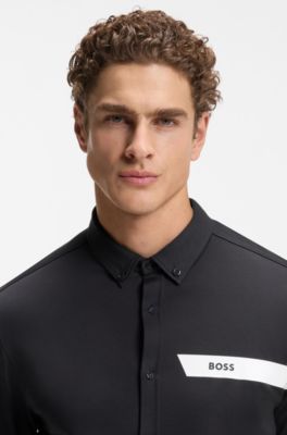 Regular-fit shirt in cotton jersey, Dark Blue