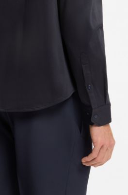 Camisa regular fit en punto de algod&oacute;n, Azul oscuro