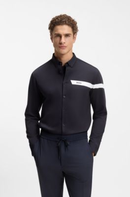 Regular-fit shirt in cotton jersey, Dark Blue