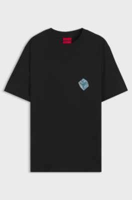 Cotton-jersey T-shirt with printed artwork, Black