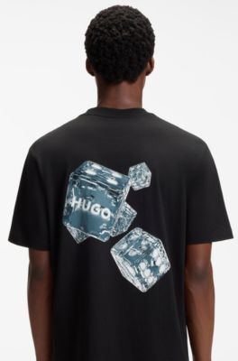 Cotton-jersey T-shirt with printed artwork, Black