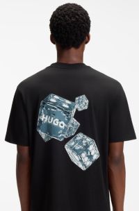 Cotton-jersey T-shirt with printed artwork, Black