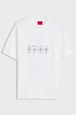 Cotton-jersey T-shirt with printed artwork, White