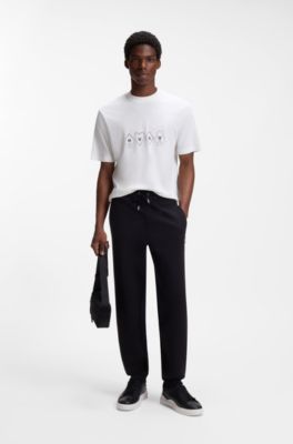 Cotton-jersey T-shirt with printed artwork, White