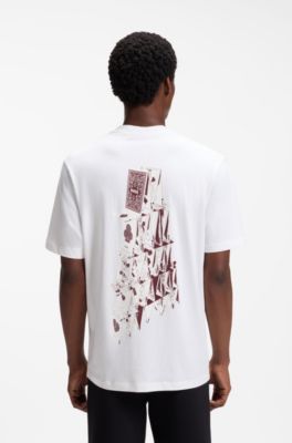 Cotton-jersey T-shirt with printed artwork, White