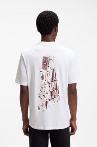 Cotton-jersey T-shirt with printed artwork, White