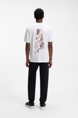 Cotton-jersey T-shirt with printed artwork, White