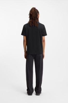 Cotton-jersey T-shirt with cobra print, Black