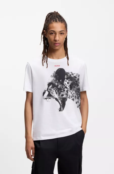 Cotton-jersey T-shirt with cobra print