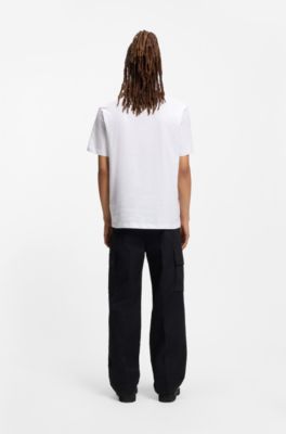 T-shirt i bomuldsjersey med kobraprint, Hvid