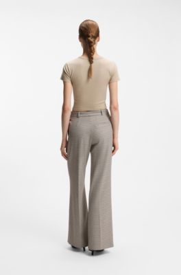 Cotton-blend T-shirt with embroidered logo, Light Beige