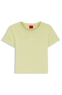Cotton-blend T-shirt with embroidered logo, Light Beige
