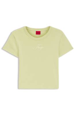 Hugo Cotton-blend T-shirt with embroidered logo dam – bild 4