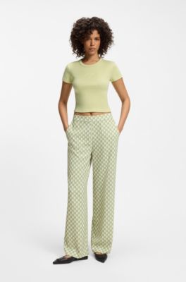 Cotton-blend T-shirt with embroidered logo, Light Beige