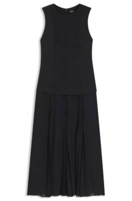 Sleeveless dress in crepe with plissé skirt 4