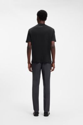 Slim-fit T-shirt in cotton and wool, Black