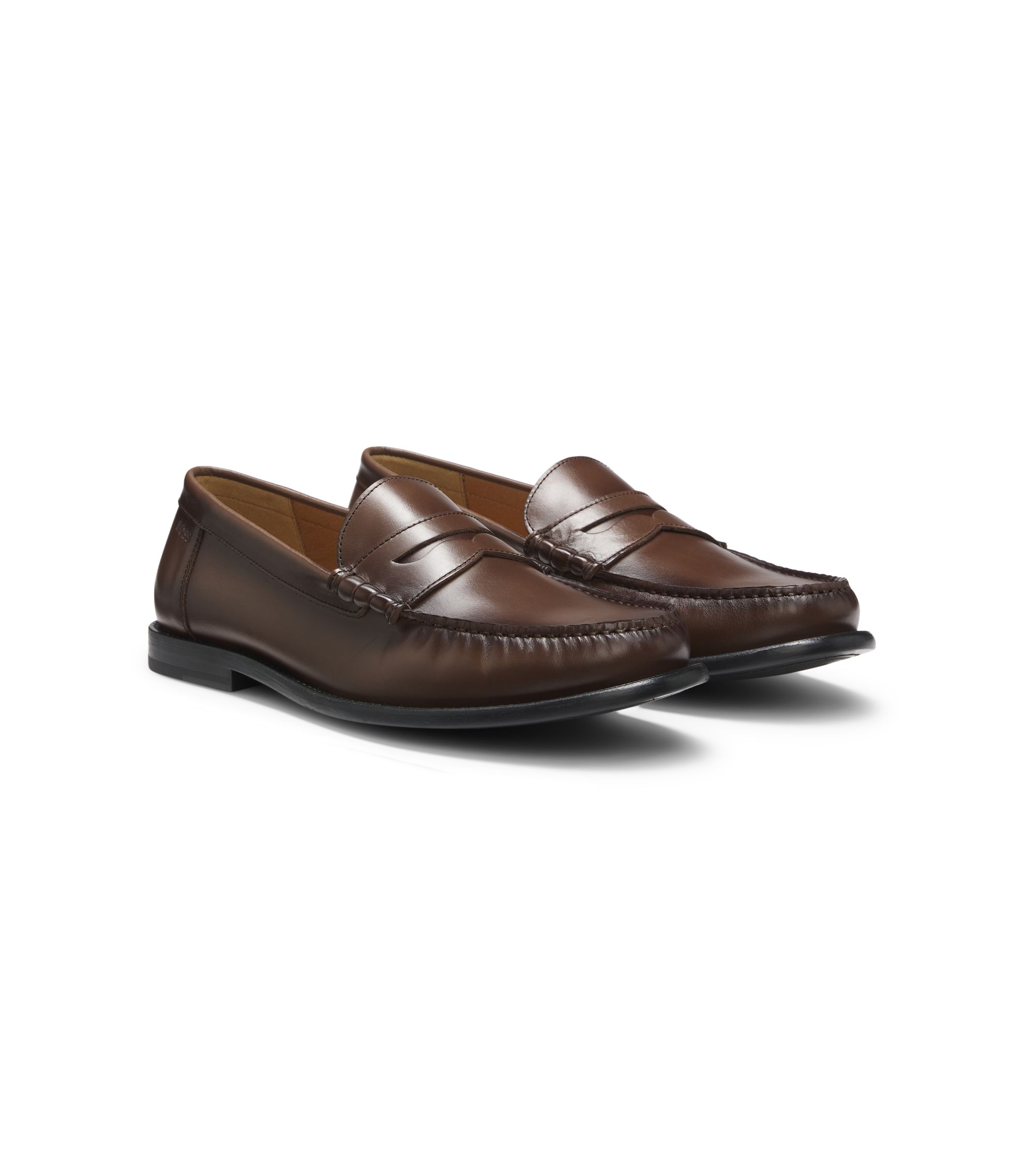 Boss Hugo Boss Tasseled Calfskin Leather Slip-On Loafers Brown‎ Mens Size 8.5 US BOSS Leather Loafers With Tassel Trim in Brown for Men  main image 2