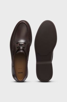 Made-in-Portugal leather boat shoes, Dark Brown
