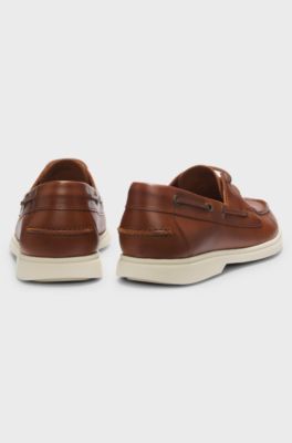 Made-in-Portugal leather boat shoes, Brown