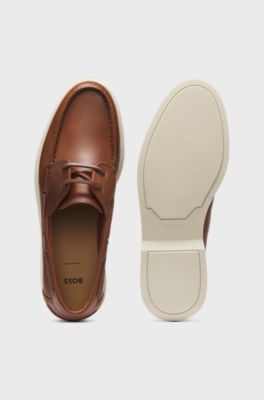 Made-in-Portugal leather boat shoes, Brown