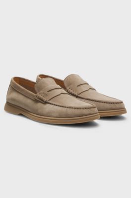 Mockaloafers med penny-detalj och logga, Beige
