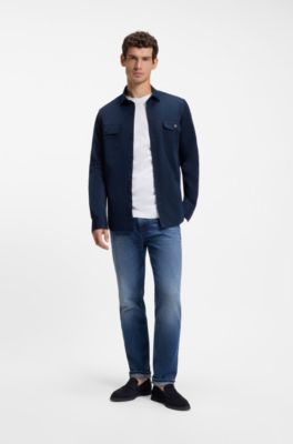 Suede loafers with logo penny trim, Dark Blue