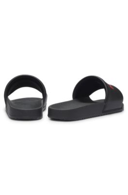 HUGO - Slides with padded strap and contrast logo - Black