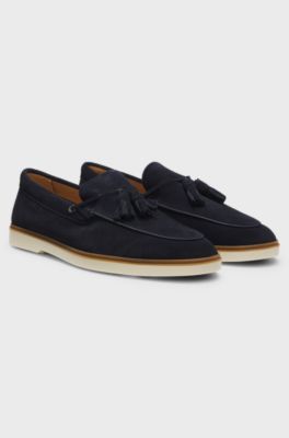 Suede loafers with tassel trim, Dark Blue