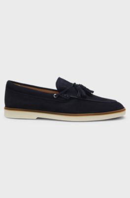 Ruskindsloafers med kvast, M&oslash;rkebl&aring;