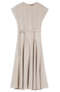 Belted maxi dress in melange flannel