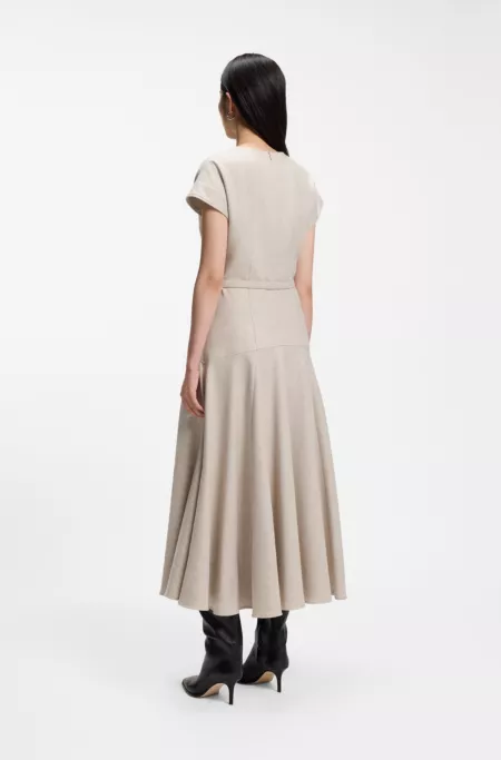 Belted maxi dress in melange flannel