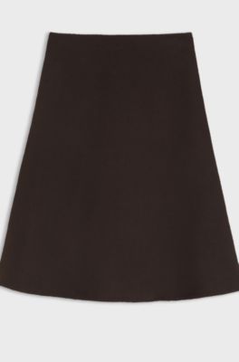 A-line skirt in a wool blend, Dark Brown