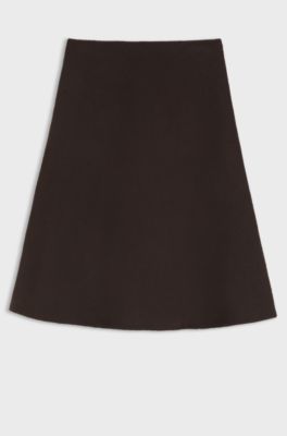 A-line skirt in a wool blend, Dark Brown