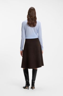 A-line skirt in a wool blend, Dark Brown