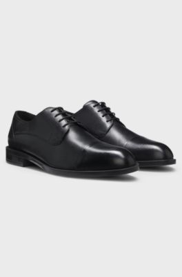 Leather Derby shoes with cap toe, Black