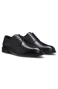 Leather Derby shoes with cap toe, Black