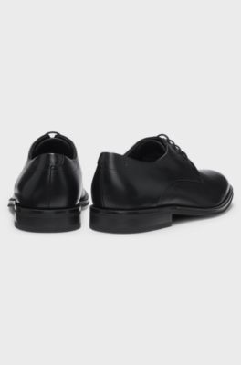 Chaussures derby en cuir &agrave; bout droit, Noir