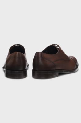 Leather Derby shoes with cap toe, Brown