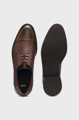 Leather Derby shoes with cap toe, Brown