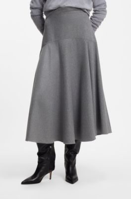 A-line skirt in melange flannel, Grey