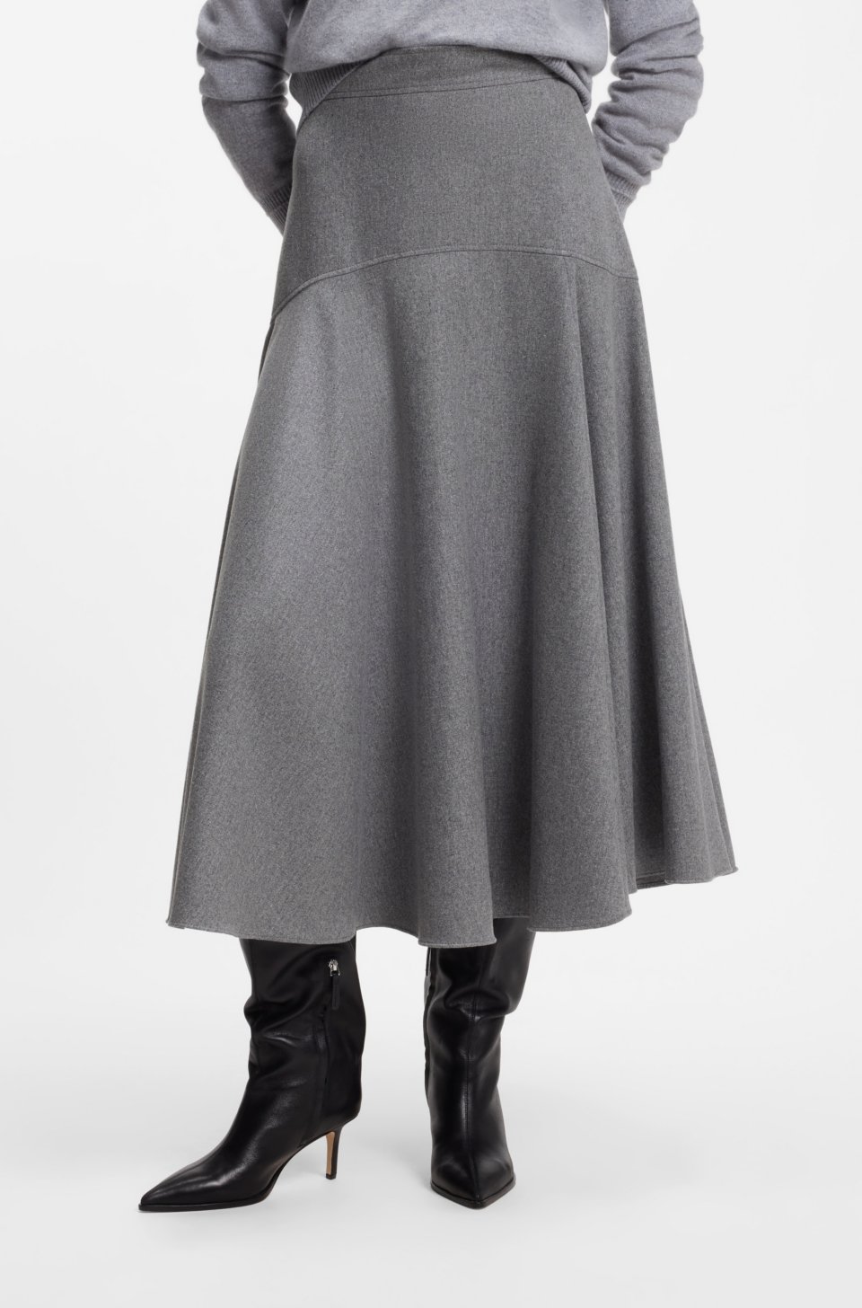 A-line skirt in melange flannel