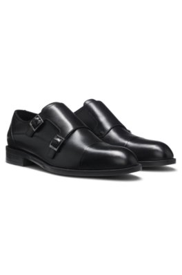 Leather monk shoes with double strap