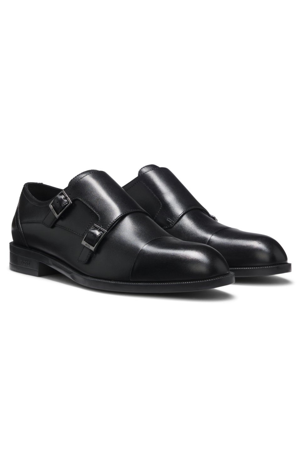 Leather monk shoes with double strap